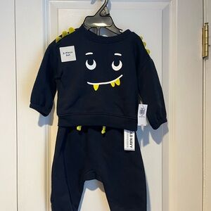 Navy Monster Face Toddler Outfit